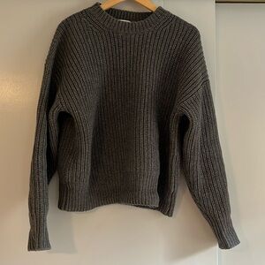 Cotton cashmere dark gray fisherman knit sweater by reformation